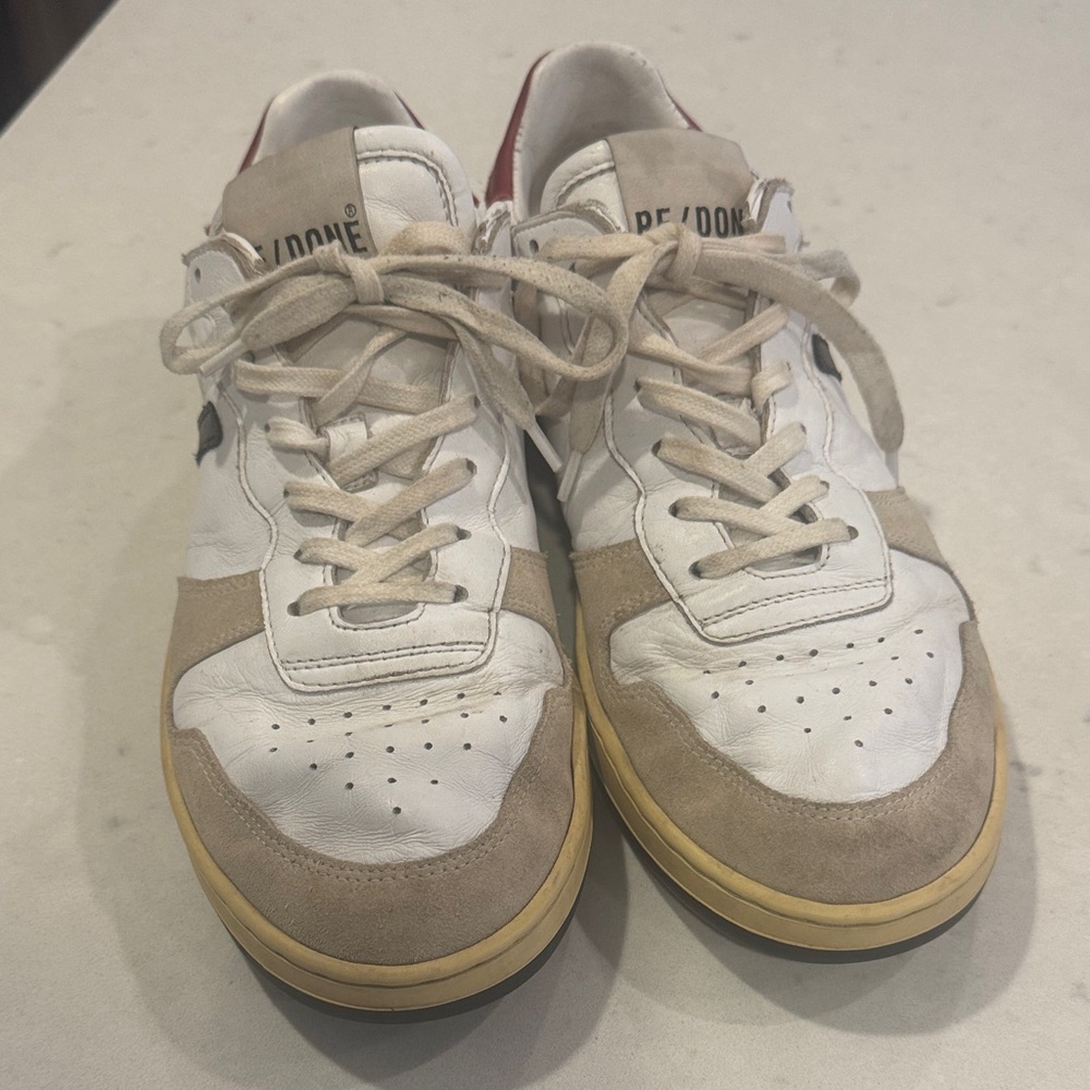 Re/Done White and Tan Sneakers